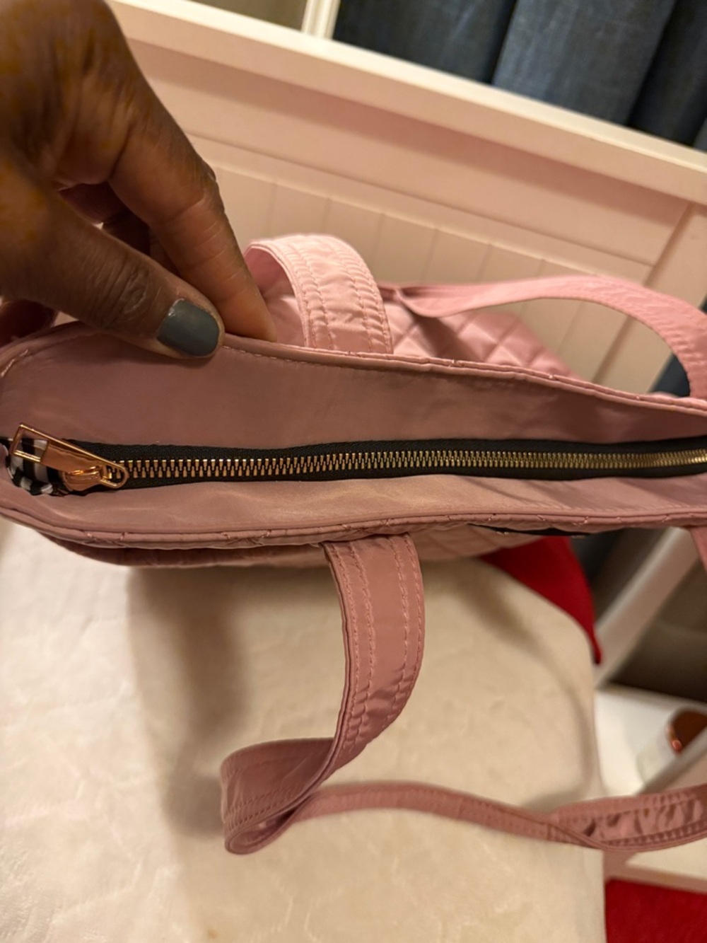 Alexis Bendel Quilted Blush Pink Tote with Logo Plaque - Picture 7 of 11